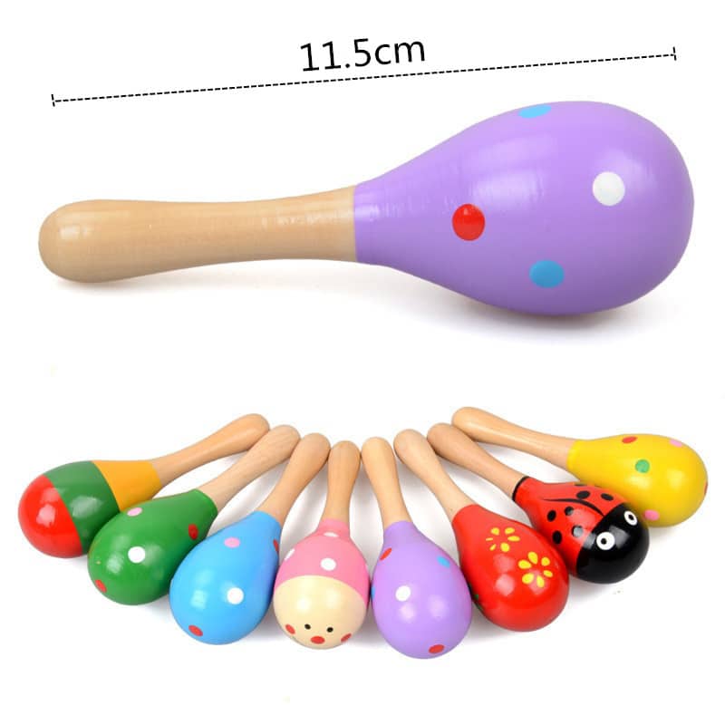 1 paire de maracas en bois durable Grand jouet d'instrument éducatif  musical de 25cm pour enfants