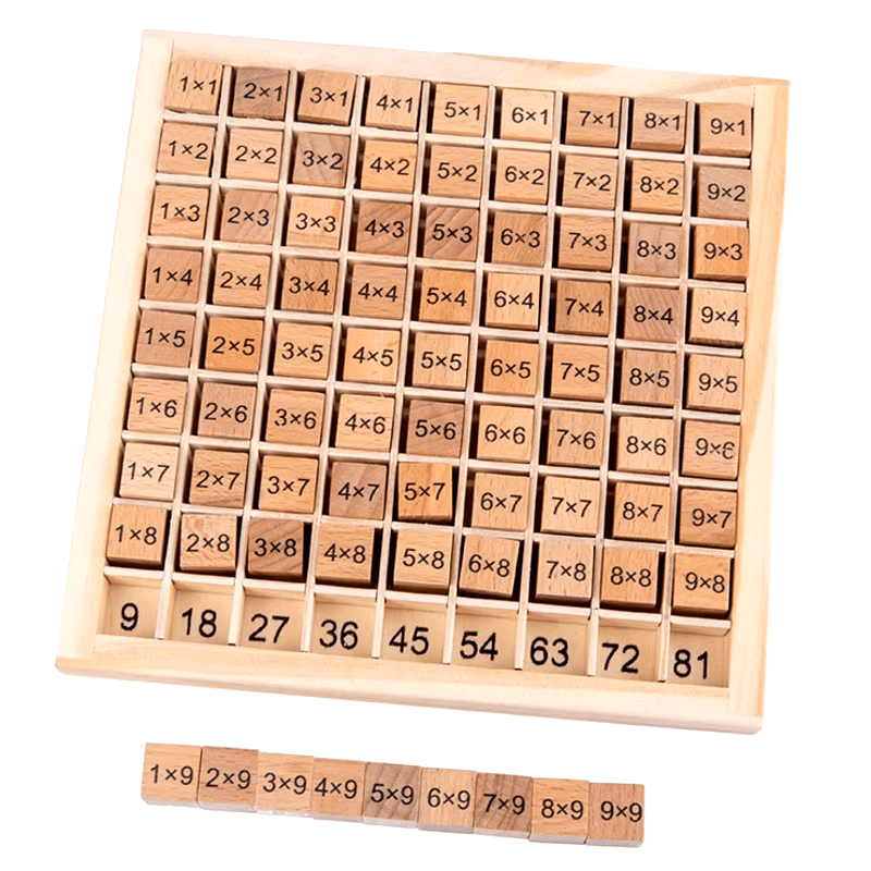 Table de multiplication en bois-nature